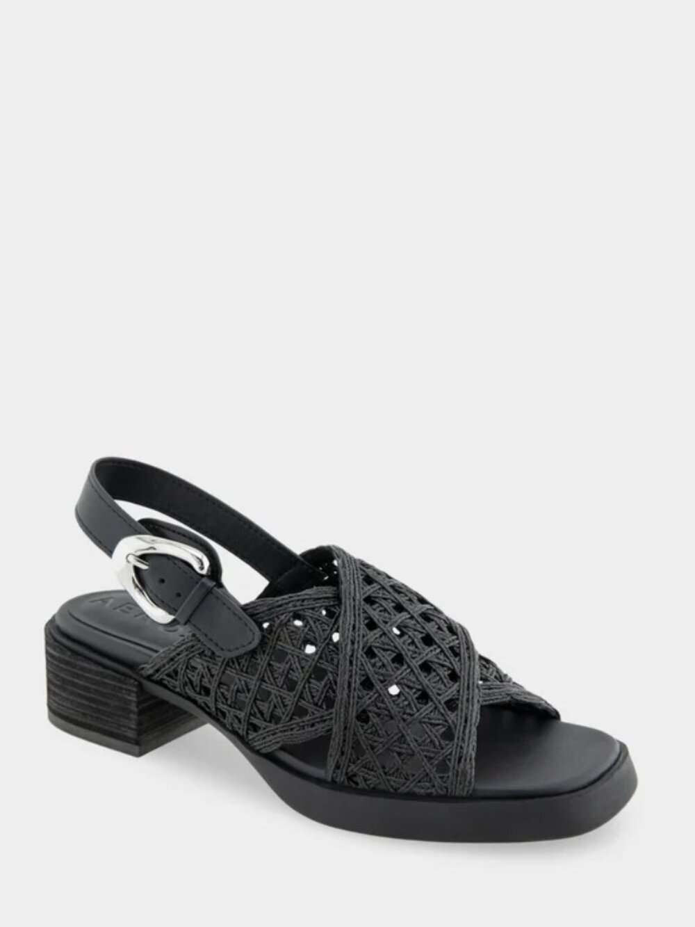 AEROSOLES Demi Block Heel Sandals in Black. Sz: 6.5